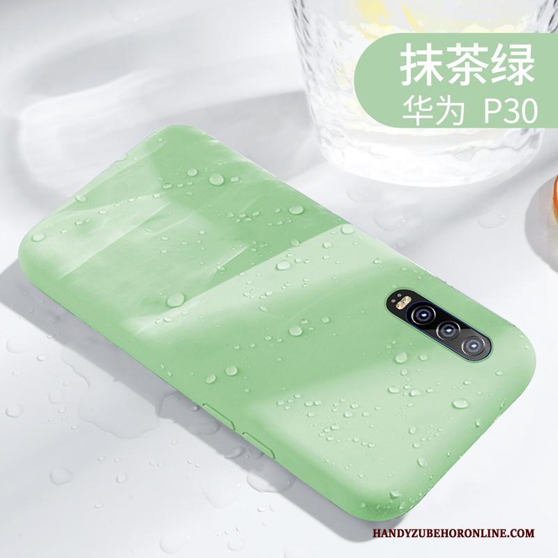 Huawei P30 Hoesje Telefoon Lovers Blauw Effen Kleur Bescherming Eenvoudige Dun