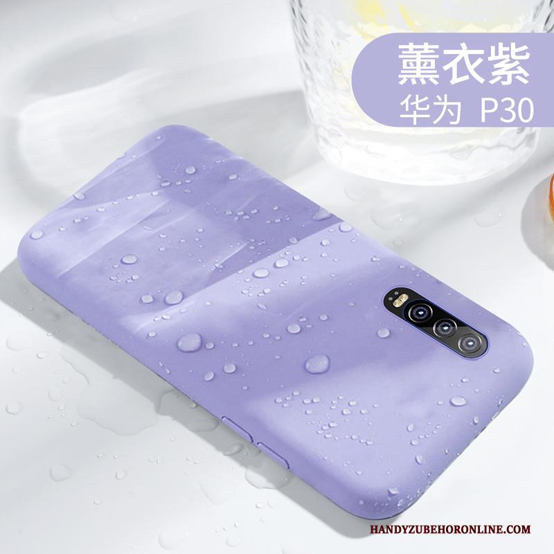 Huawei P30 Hoesje Telefoon Lovers Blauw Effen Kleur Bescherming Eenvoudige Dun