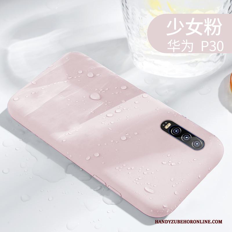 Huawei P30 Hoesje Telefoon Lovers Blauw Effen Kleur Bescherming Eenvoudige Dun