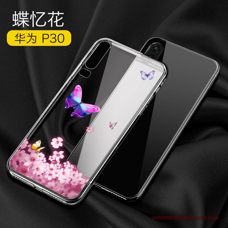 Huawei P30 Hoesje Telefoon Roze Glas Nieuw Eenvoudige Persoonlijk Dun