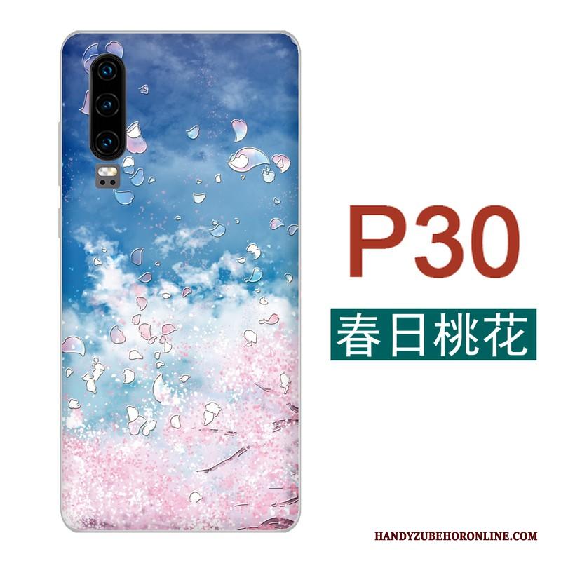 Huawei P30 Kers Handbeschilderde Vers Blauw Wind Hoesje Telefoon