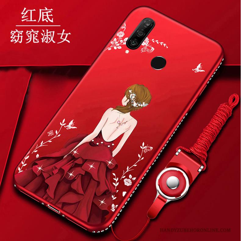 Huawei P30 Lite Hoesje Telefoon Zacht Scheppend Mode Rood Hanger