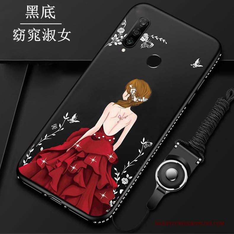 Huawei P30 Lite Hoesje Telefoon Zacht Scheppend Mode Rood Hanger