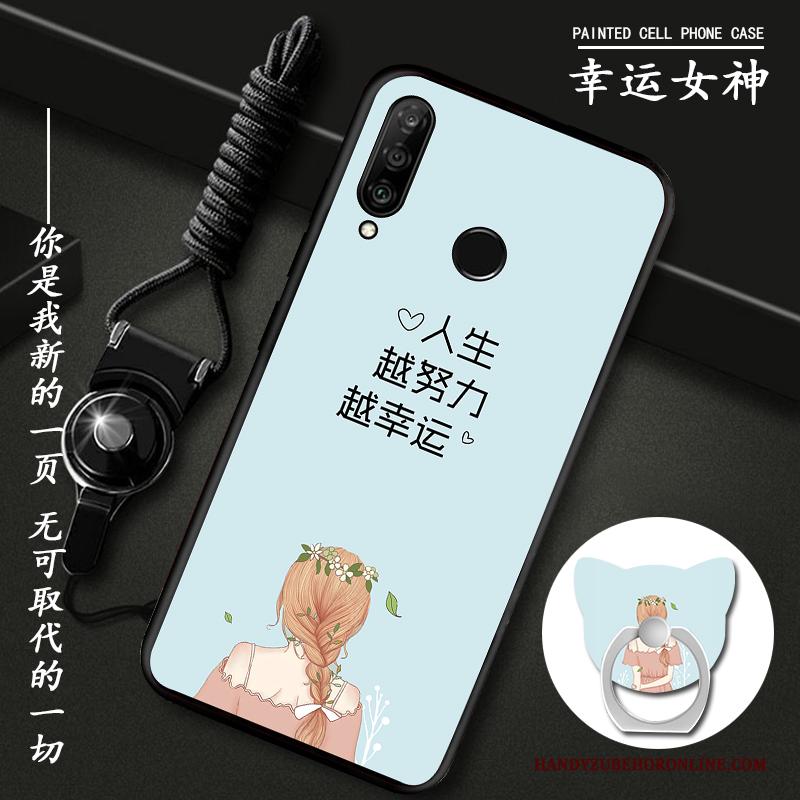 Huawei P30 Lite Persoonlijk Zacht Hanger Hoes Hoesje Telefoon Blauw