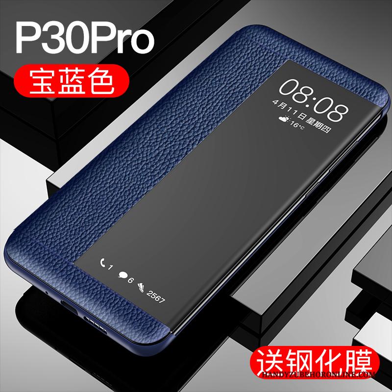 Huawei P30 Pro Anti-fall Bescherming Leren Etui All Inclusive Hoesje Telefoon Scheppend Zwart