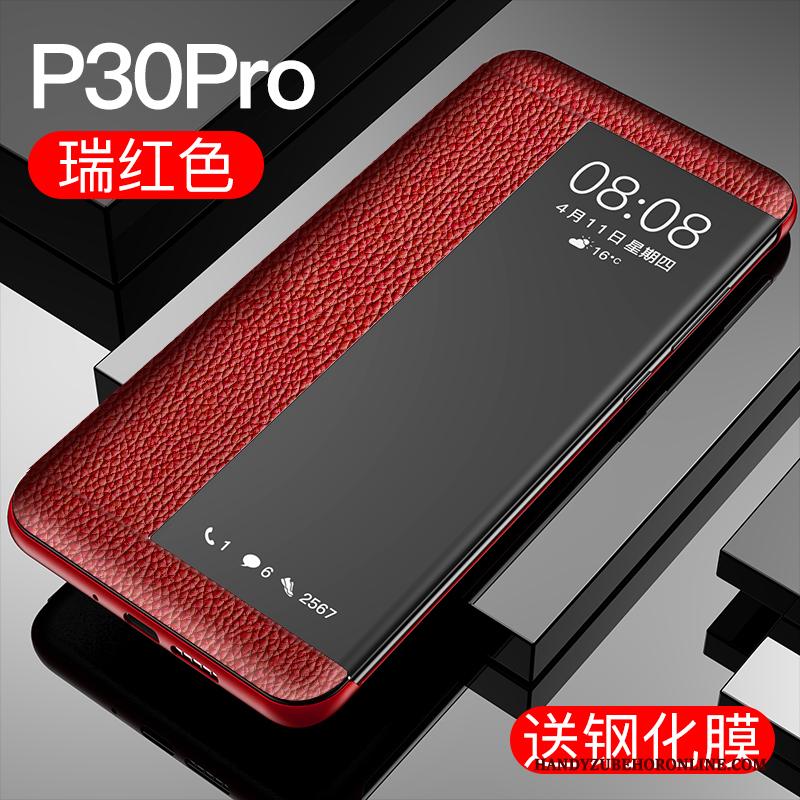 Huawei P30 Pro Anti-fall Bescherming Leren Etui All Inclusive Hoesje Telefoon Scheppend Zwart