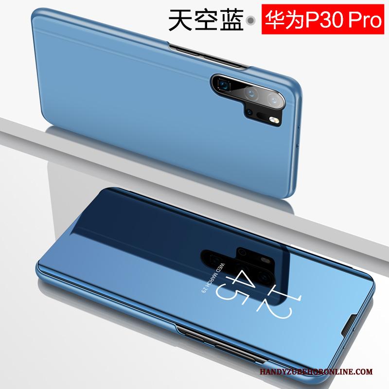 Huawei P30 Pro Dun Leren Etui Hoes Purper Hoesje Telefoon Anti-fall Clamshell