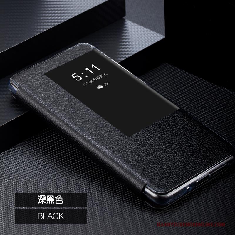 Huawei P30 Pro Hoes Echt Leer Hoesje Telefoon Leren Etui Mobiele Telefoon Bescherming Blauw
