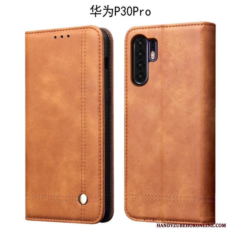 Huawei P30 Pro Hoes Hoesje Telefoon Anti-fall Bescherming Leren Etui Diepe Kleur Zacht