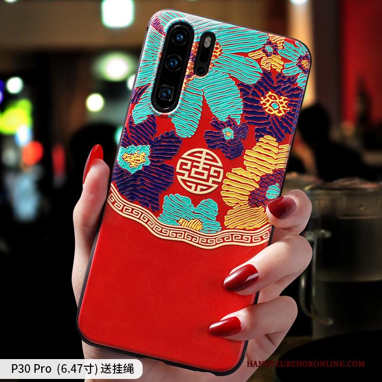 Huawei P30 Pro Hoesje Schrobben Scheppend Groen Chinese Stijl Bescherming Dun Hoes