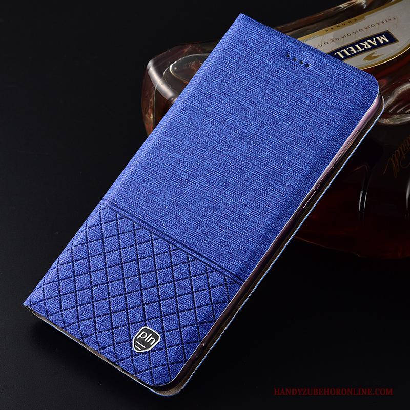 Huawei P30 Pro Hoesje Telefoon Blauw Geruite All Inclusive Bescherming Leren Etui Katoen En Linnen