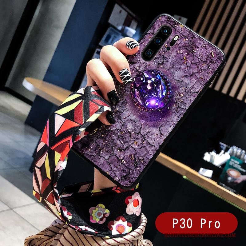 Huawei P30 Pro Hoesje Vintage Zacht Purper Wind Bescherming Siliconen Zijde