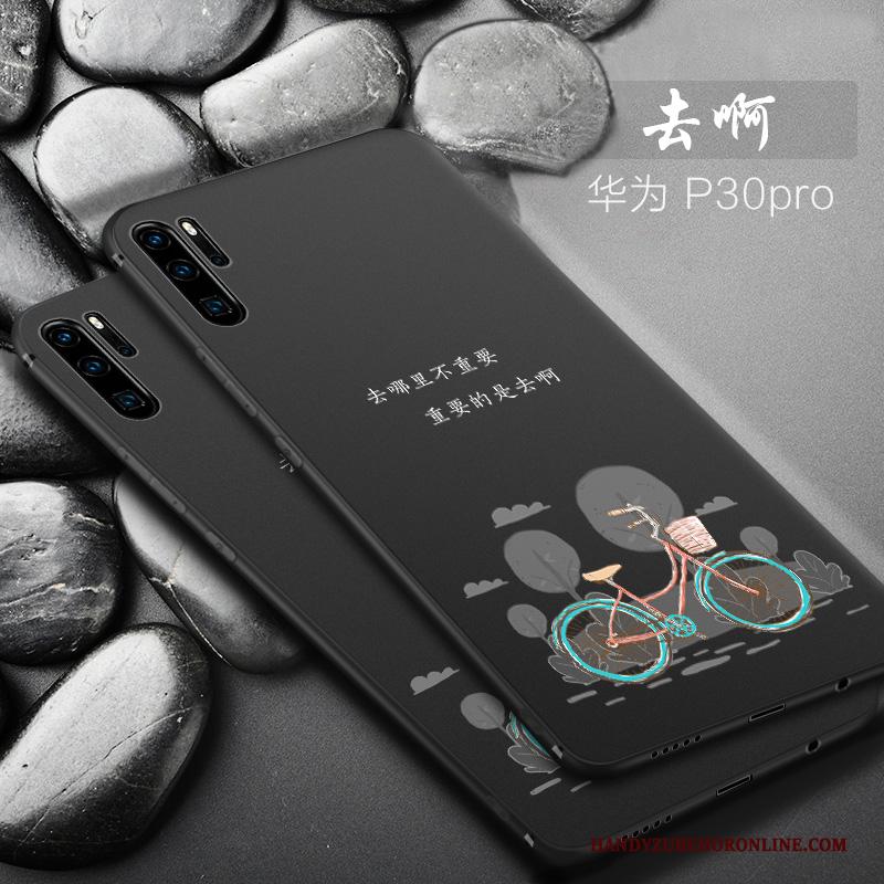 Huawei P30 Pro Mini Hoesje Telefoon Siliconen Trend Zwart Persoonlijk Bescherming