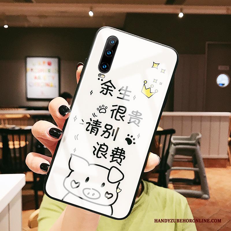 Huawei P30 Spotprent Hoes Glas Zacht Hoesje Telefoon Net Red Bescherming