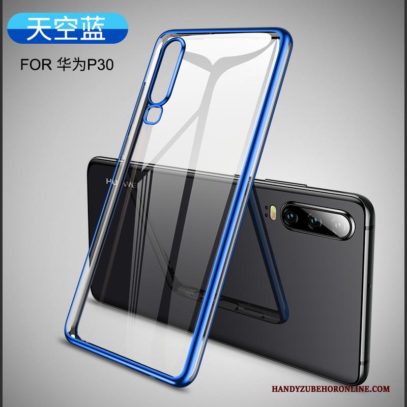 Huawei P30 Zacht Blauw Siliconen Nieuw Dun Hoesje Telefoon Doorzichtig