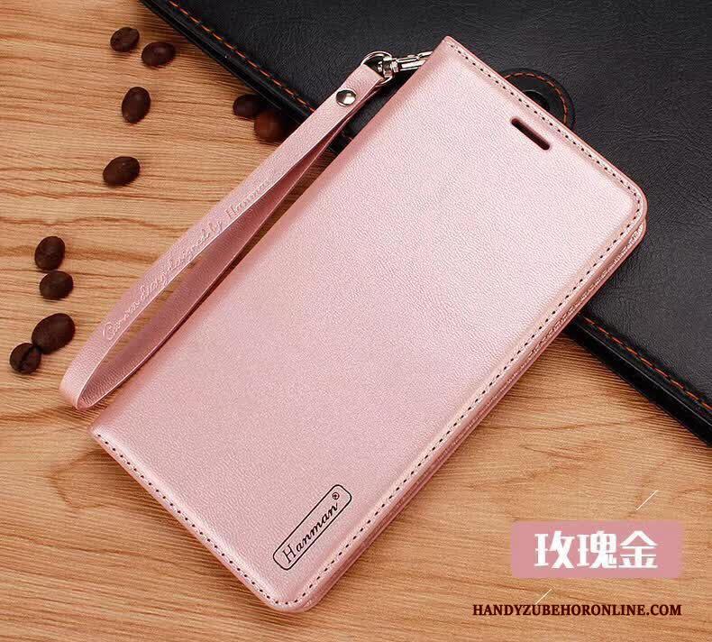 Huawei P40 Bescherming Leren Etui Hoes Anti-fall Hoesje Telefoon Folio Roze