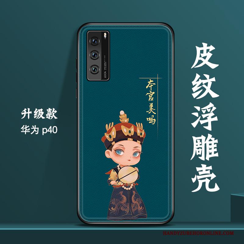 Huawei P40 High End Mooie Chinese Stijl Vintage Wind Hoesje Telefoon Rood