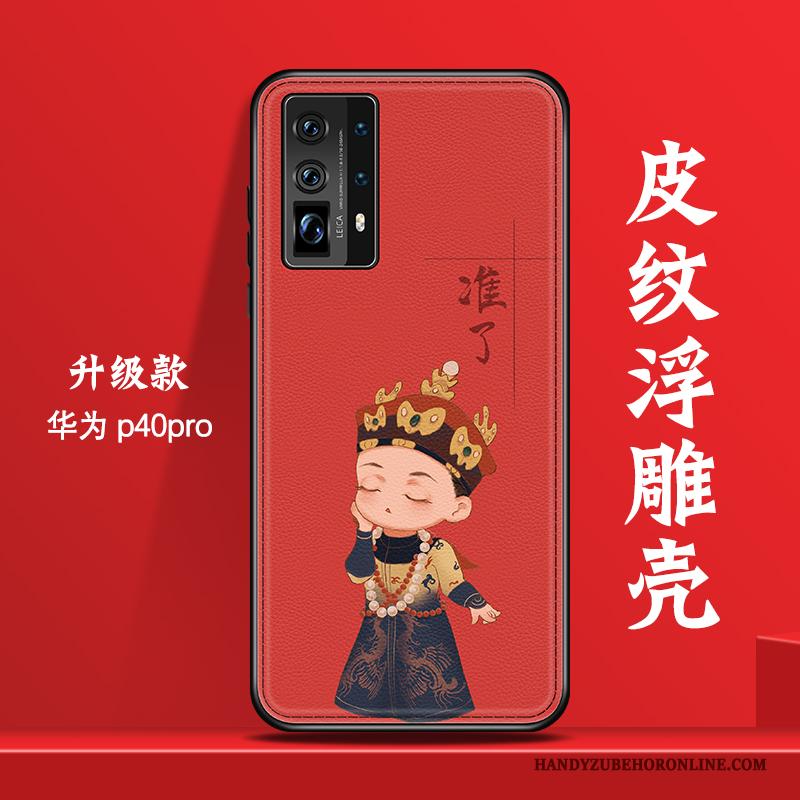 Huawei P40 High End Mooie Chinese Stijl Vintage Wind Hoesje Telefoon Rood