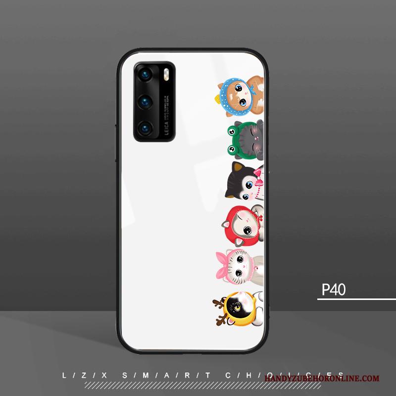 Huawei P40 Hoesje Beren Hanger Hoes Trendy Merk Wit Spotprent Mooie