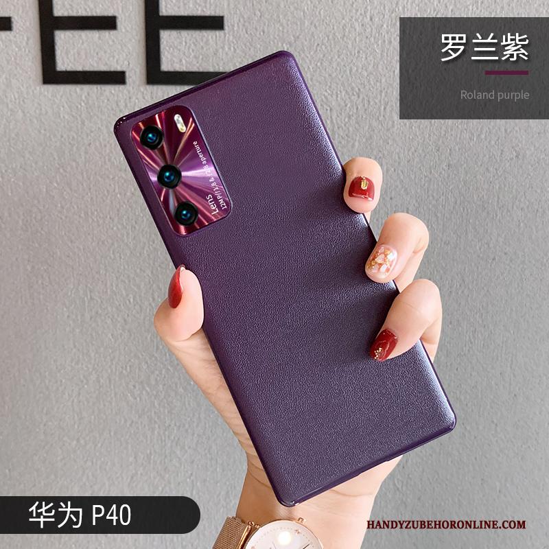 Huawei P40 Hoesje Nieuw Purper Bescherming Dun Hard Leer Anti-fall