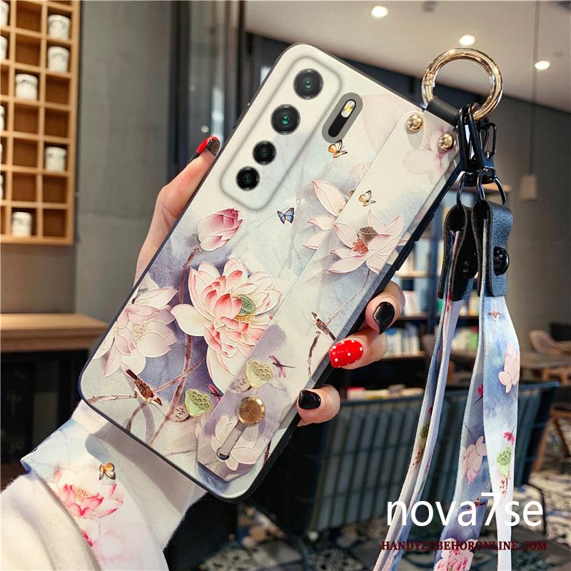 Huawei P40 Lite 5g Hoesje Chinese Stijl Groen Hanger Wind Bescherming Zacht