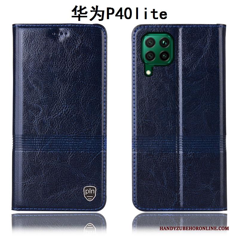 Huawei P40 Lite Anti-fall Bescherming Blauw All Inclusive Hoes Hoesje Telefoon Leren Etui