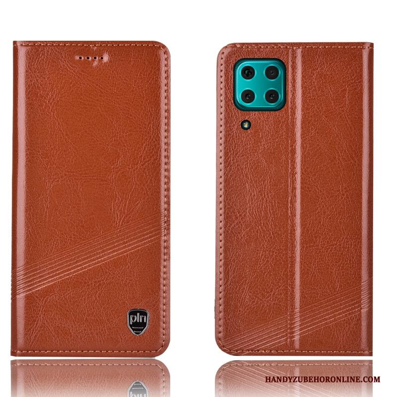 Huawei P40 Lite Bescherming Hoes Leren Etui Rood Anti-fall Folio Hoesje Telefoon