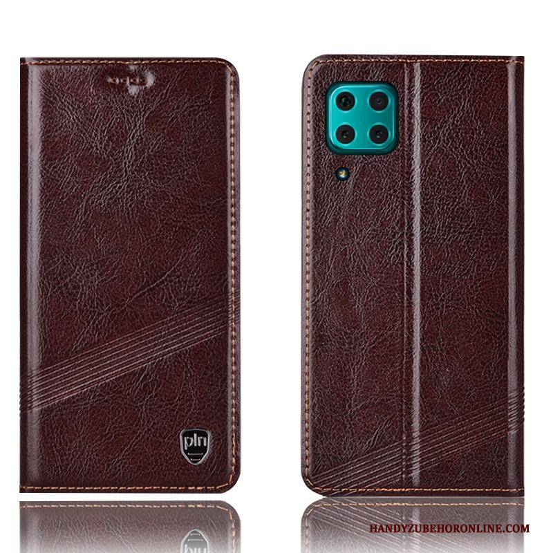 Huawei P40 Lite Bescherming Hoes Leren Etui Rood Anti-fall Folio Hoesje Telefoon