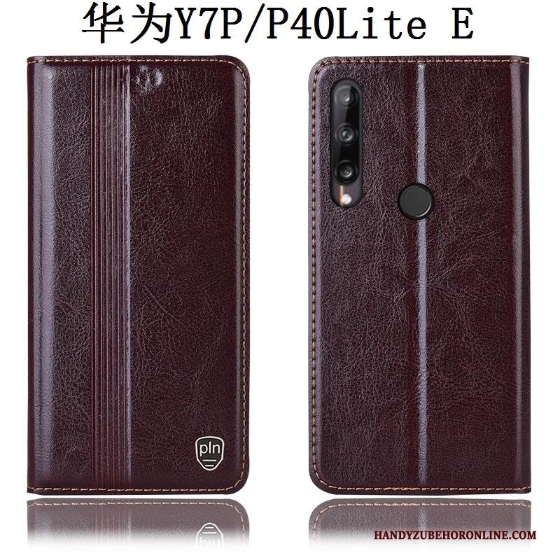 Huawei P40 Lite E Hoesje Anti-fall Echt Leer Hoes Bescherming Folio Zwart All Inclusive