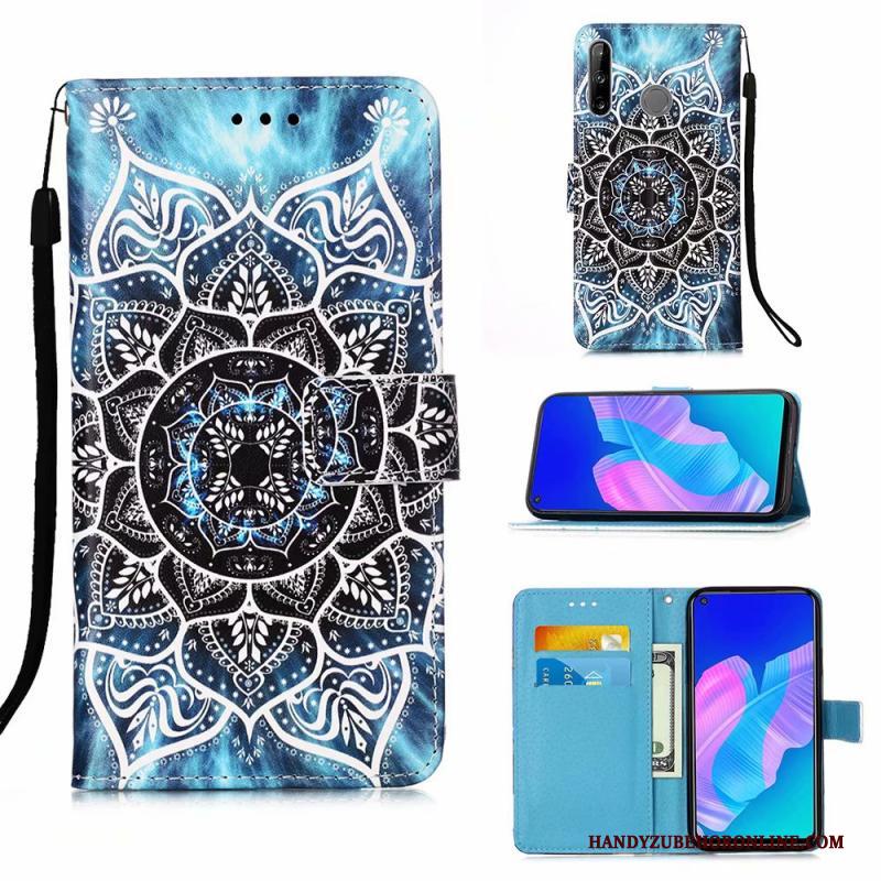 Huawei P40 Lite E Hoesje Blauw Leren Etui Hoes Bescherming Trend Clamshell Geschilderd