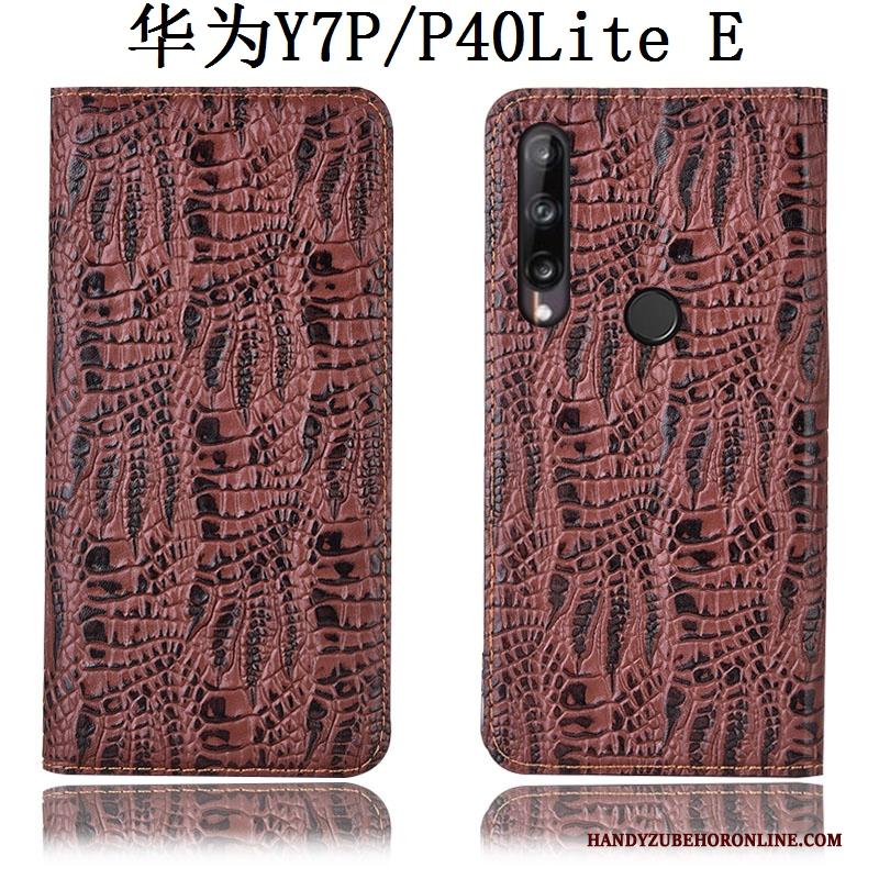 Huawei P40 Lite E Zwart Bescherming Echt Leer Hoes Hoesje Telefoon Anti-fall