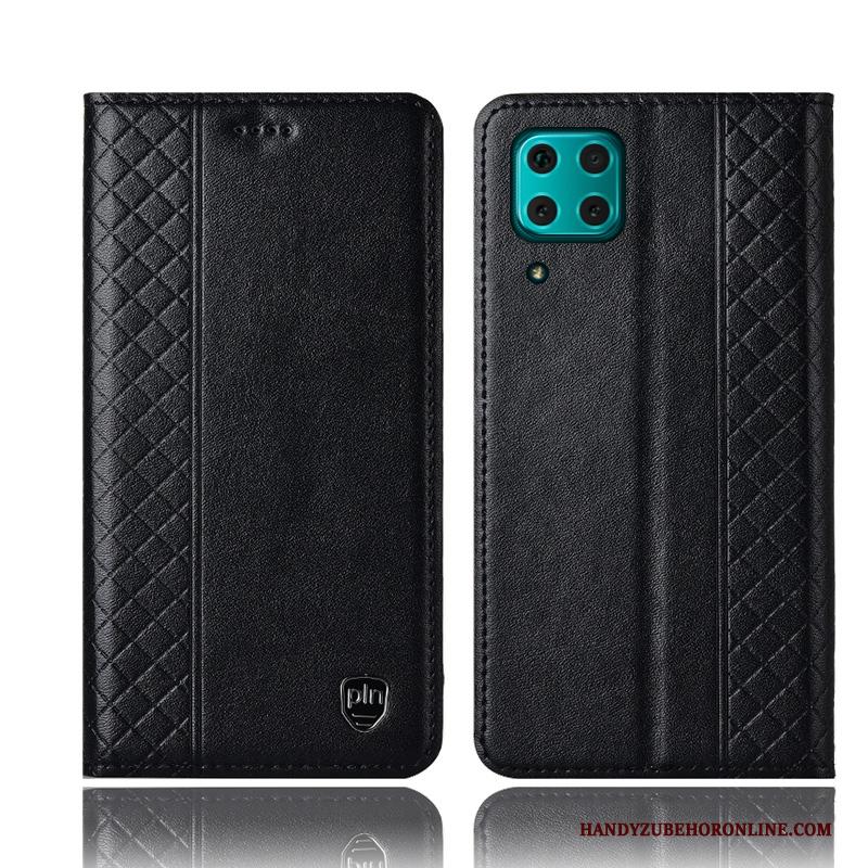 Huawei P40 Lite Folio Geel Hoesje Telefoon Echt Leer Anti-fall Bescherming