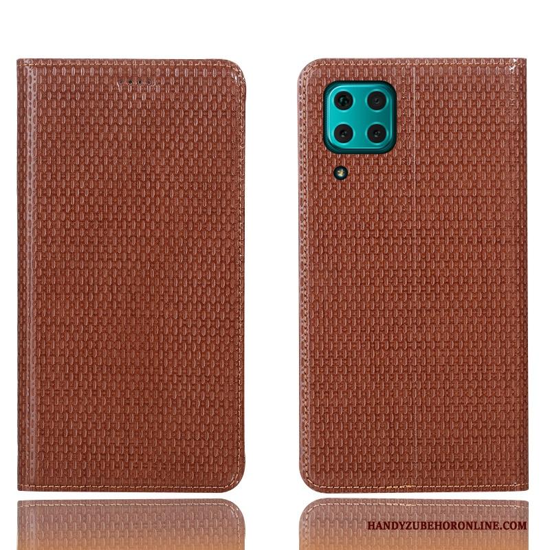 Huawei P40 Lite Hoes Hoesje Telefoon Folio Patroon Bescherming Leren Etui Zwart