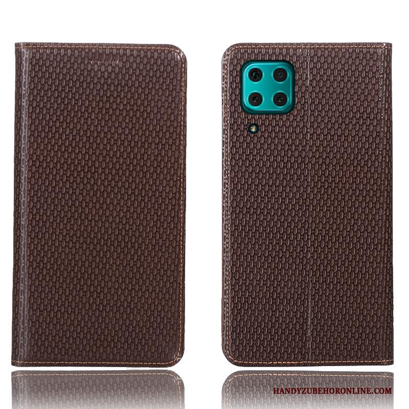 Huawei P40 Lite Hoes Hoesje Telefoon Folio Patroon Bescherming Leren Etui Zwart