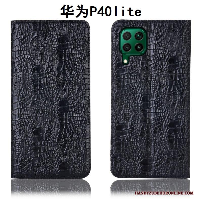 Huawei P40 Lite Hoes Leren Etui Hoesje Telefoon Bescherming Folio All Inclusive Blauw