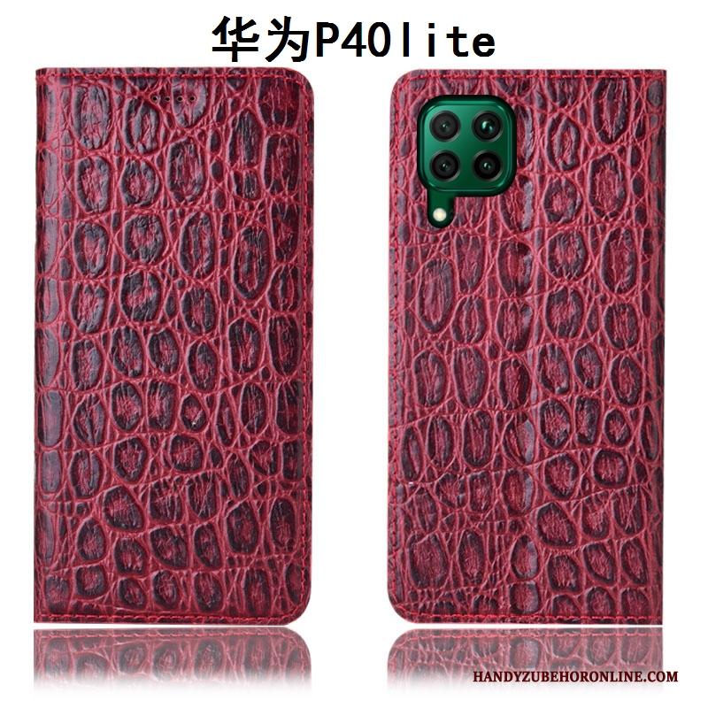 Huawei P40 Lite Leren Etui Anti-fall Hoes Hoesje Telefoon All Inclusive Bescherming Rood