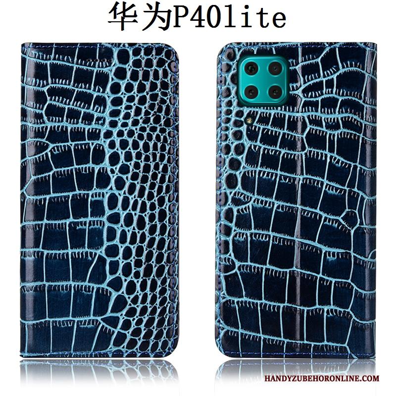 Huawei P40 Lite Leren Etui Hoesje Telefoon Krokodil Folio Bescherming