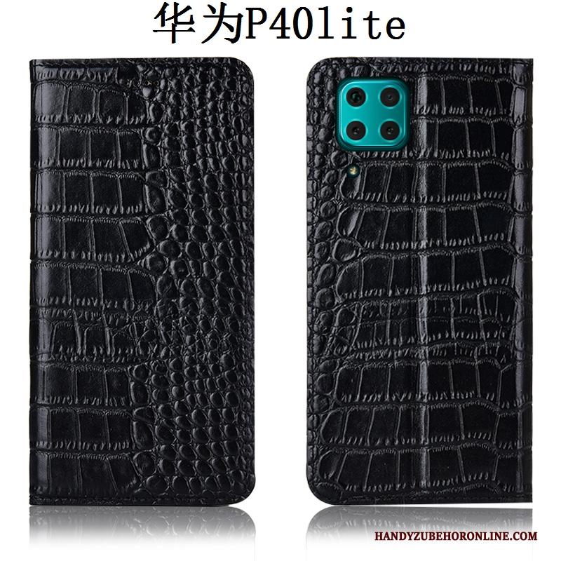 Huawei P40 Lite Leren Etui Hoesje Telefoon Krokodil Folio Bescherming