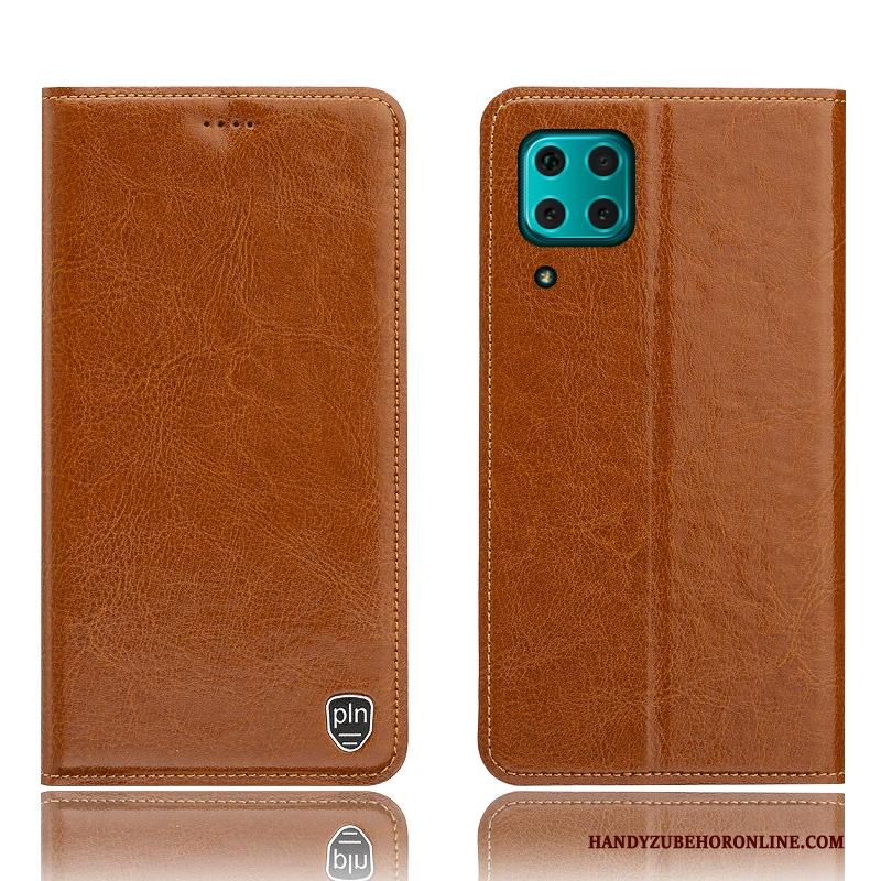 Huawei P40 Lite Rood Hoes Folio Patroon Bescherming Hoesje Telefoon Echt Leer