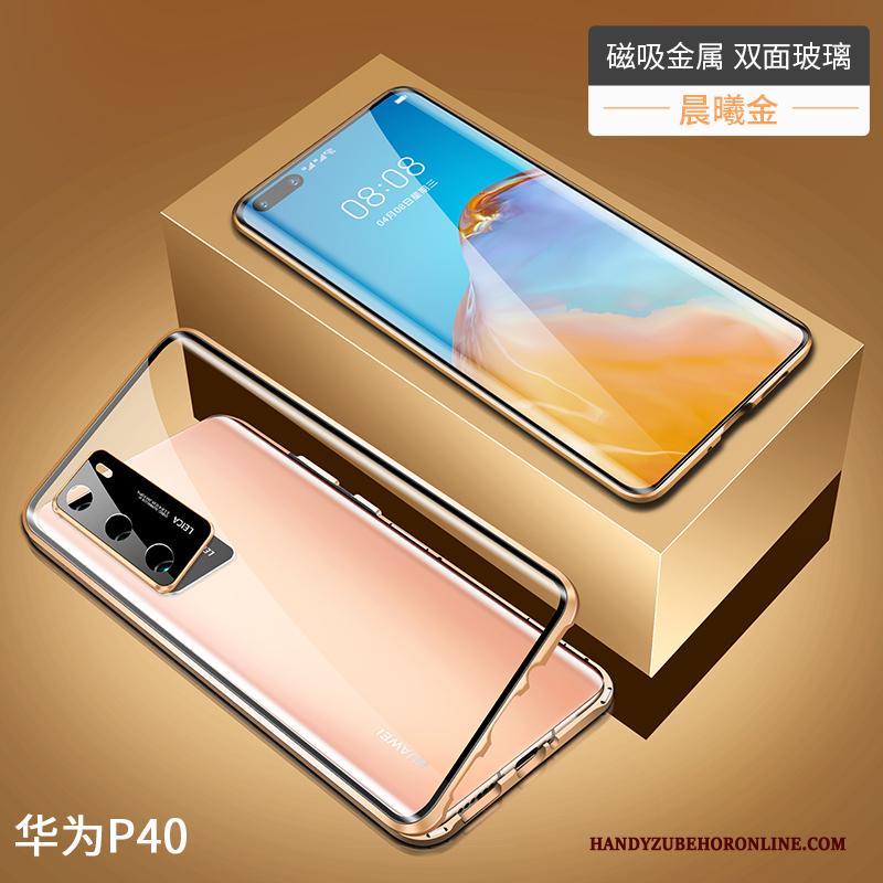 Huawei P40 Omkeerbaar Omlijsting Glas Hoesje Doorzichtig Telefoon Magnetisch