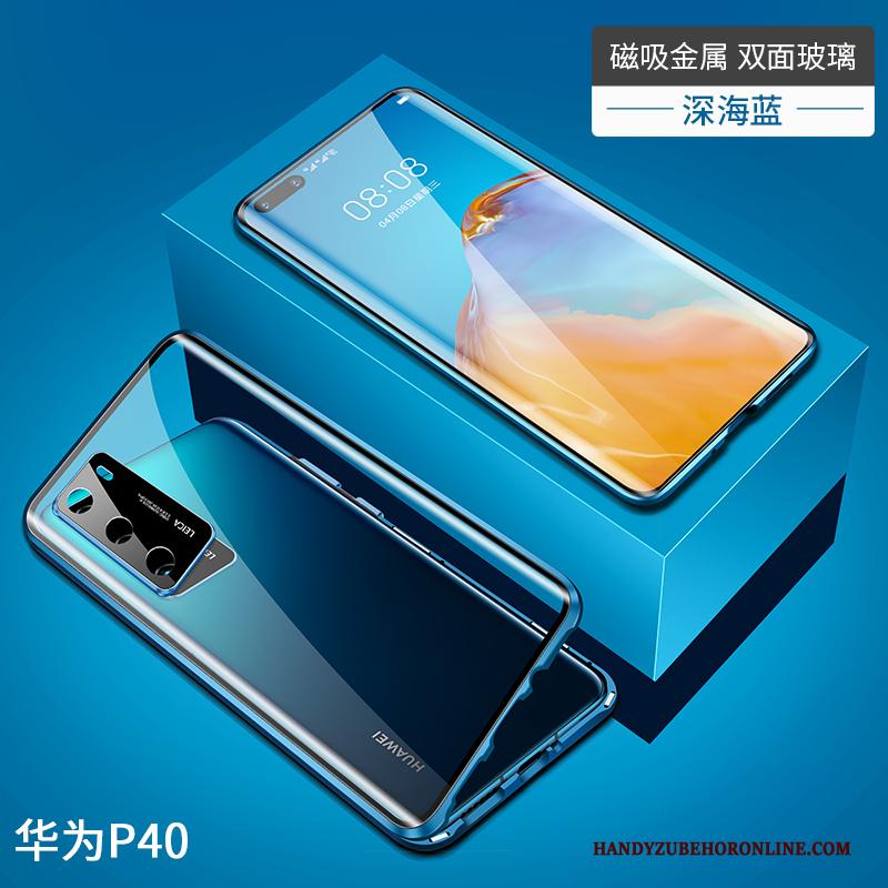 Huawei P40 Omkeerbaar Omlijsting Glas Hoesje Doorzichtig Telefoon Magnetisch