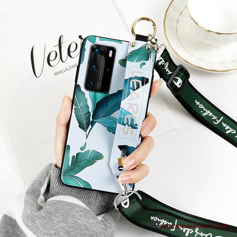 Huawei P40 Pro Bescherming Vintage Siliconen Vers Hoesje Telefoon Zwart Hanger