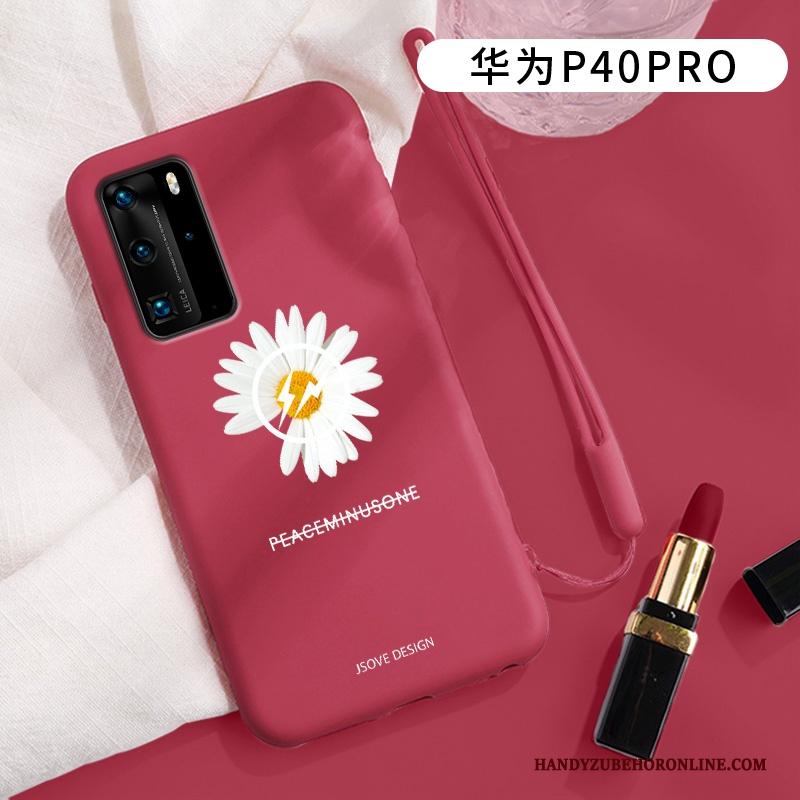 Huawei P40 Pro Hoesje Anti-fall Madeliefjes Siliconen Eenvoudige Scheppend Bescherming Groen