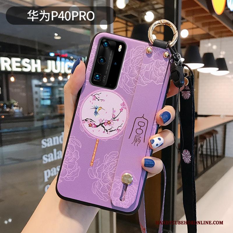 Huawei P40 Pro Hoesje Hanger Scheppend Purper Anti-fall Schrobben Wind Trendy Merk