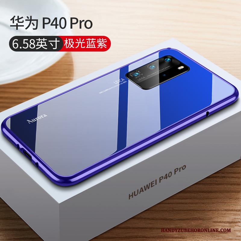 Huawei P40 Pro Hoesje High End Persoonlijk Luxe All Inclusive Blauw Metaal Dun