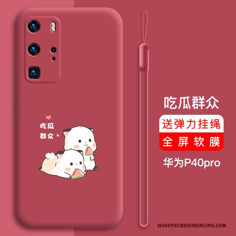 Huawei P40 Pro Hoesje Scheppend Rood Net Red Persoonlijk Bescherming Spotprent All Inclusive