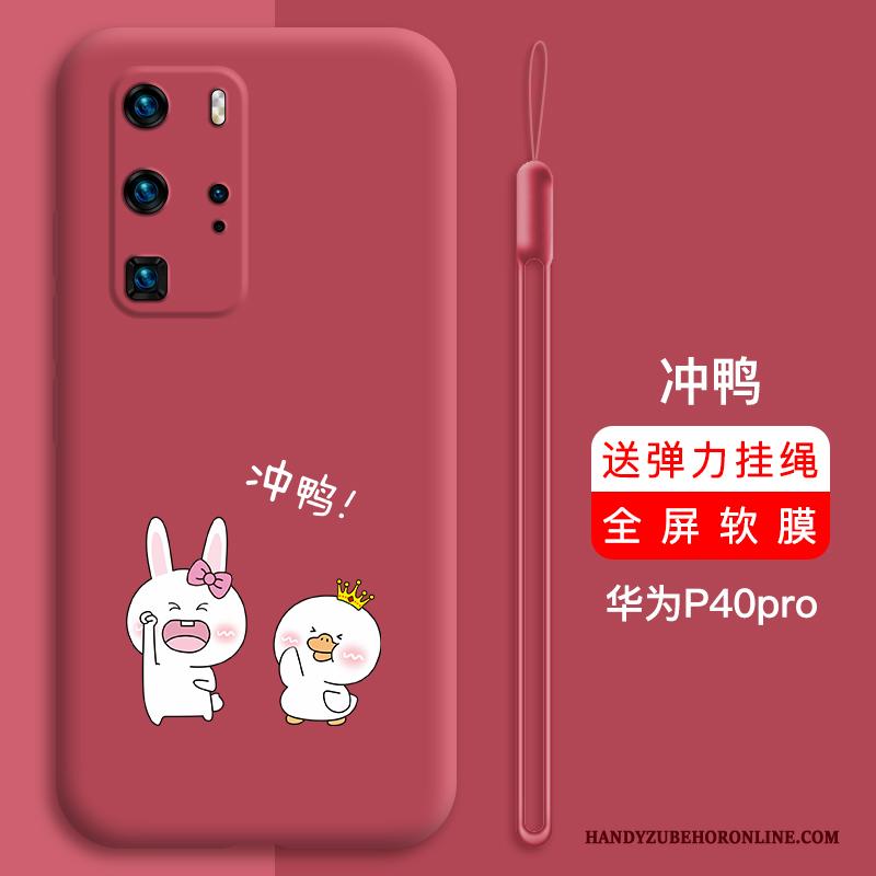 Huawei P40 Pro Hoesje Scheppend Rood Net Red Persoonlijk Bescherming Spotprent All Inclusive