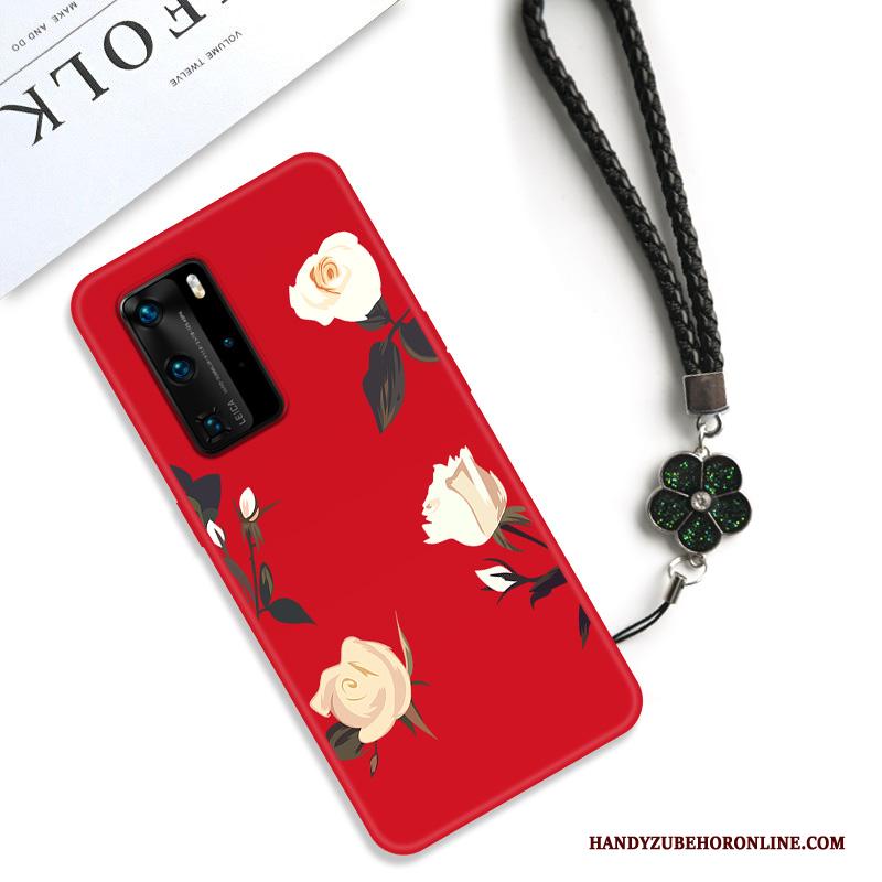 Huawei P40 Pro Hoesje Zacht Classic Vintage Klassiek Anti-fall Bloemen Net Red