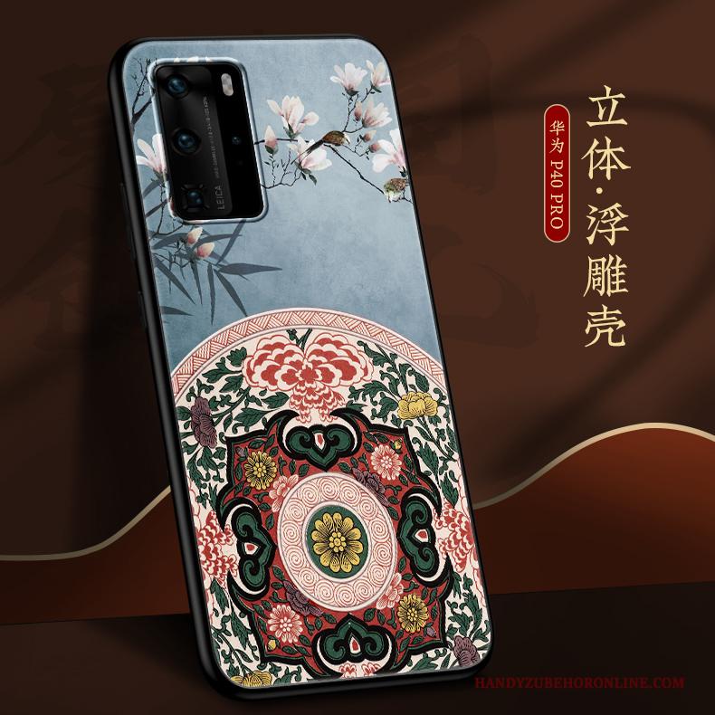 Huawei P40 Pro Zacht Hoesje Telefoon Chinese Stijl All Inclusive Siliconen Schrobben Dun