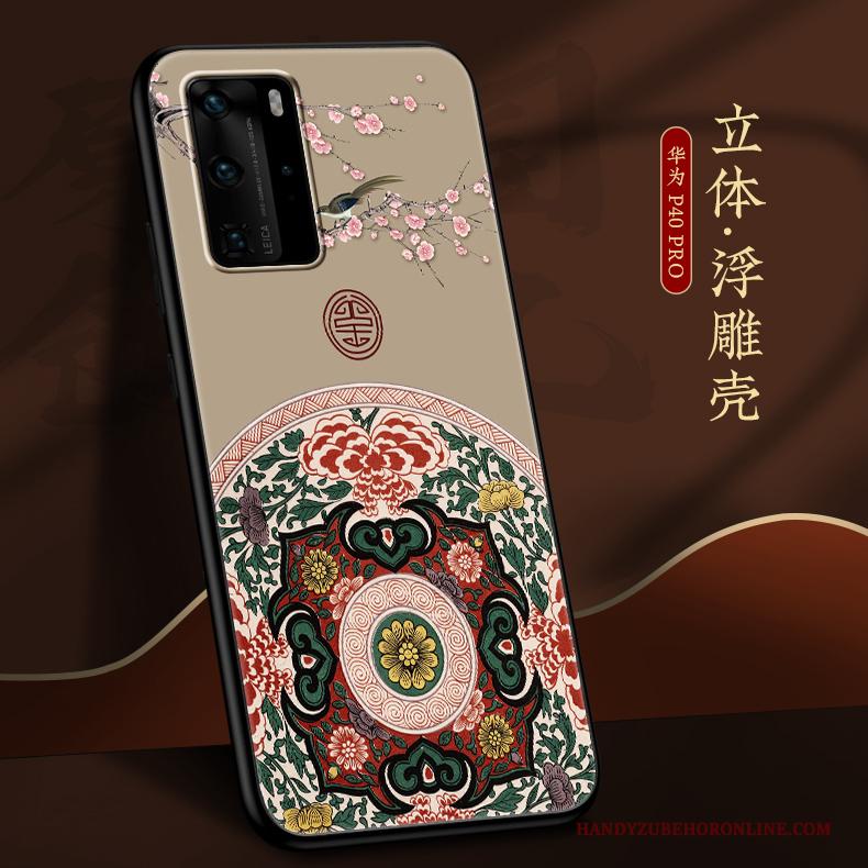 Huawei P40 Pro Zacht Hoesje Telefoon Chinese Stijl All Inclusive Siliconen Schrobben Dun